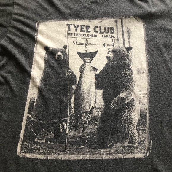 Bears Catching Fish Tyee Club Graphic Men's Tee - Charcoal - Picture 6 of 8